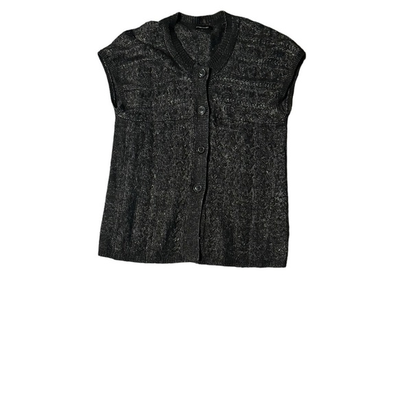 Frank Walder Women's Short Sleeve Button Up Cardigan Spotted Dark Gray Size 12 - Picture 7 of 11